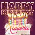 Xaviera - Animated Happy Birthday Cake GIF Image for WhatsApp