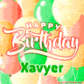 Happy Birthday Image for Xavyer. Colorful Birthday Balloons GIF Animation.