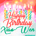Happy Birthday GIF for Xiao-Wen with Birthday Cake and Lit Candles