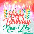 Happy Birthday GIF for Xiao-Zhi with Birthday Cake and Lit Candles