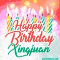 Happy Birthday GIF for Xingjuan with Birthday Cake and Lit Candles