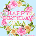 Beautiful Birthday Flowers Card for Xitlali with Animated Butterflies