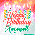 Happy Birthday GIF for Xocoyotl with Birthday Cake and Lit Candles