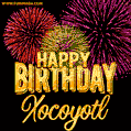 Wishing You A Happy Birthday, Xocoyotl! Best fireworks GIF animated greeting card.