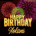 Wishing You A Happy Birthday, Xolani! Best fireworks GIF animated greeting card.