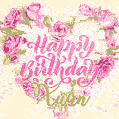 Pink rose heart shaped bouquet - Happy Birthday Card for Xuan