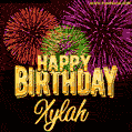 Wishing You A Happy Birthday, Xylah! Best fireworks GIF animated greeting card.