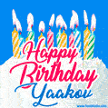 Happy Birthday GIF for Yaakov with Birthday Cake and Lit Candles