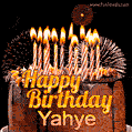 Chocolate Happy Birthday Cake for Yahye (GIF)