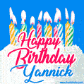 Happy Birthday GIF for Yannick with Birthday Cake and Lit Candles