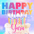 Animated Happy Birthday Cake with Name Yara and Burning Candles