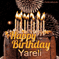 Chocolate Happy Birthday Cake for Yareli (GIF)