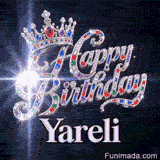 Elegant silver crown with red, green, and blue gemstones on top of diamond cursive text, custom-designed for Yareli.