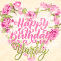 Pink rose heart shaped bouquet - Happy Birthday Card for Yarely