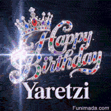 Sparkly animated GIF for Yaretzi displaying a luxury silver headpiece decorated with rubies and sapphires.