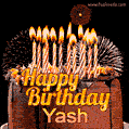 Chocolate Happy Birthday Cake for Yash (GIF)