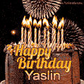 Chocolate Happy Birthday Cake for Yaslin (GIF)