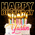 Yaslin - Animated Happy Birthday Cake GIF Image for WhatsApp