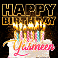 Yasmeen - Animated Happy Birthday Cake GIF Image for WhatsApp