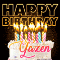 Yazen - Animated Happy Birthday Cake GIF for WhatsApp