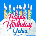 Happy Birthday GIF for Yehia with Birthday Cake and Lit Candles