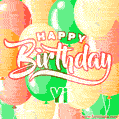 Happy Birthday Image for Yi. Colorful Birthday Balloons GIF Animation.