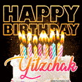 Yitzchak - Animated Happy Birthday Cake GIF for WhatsApp