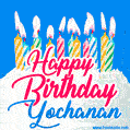 Happy Birthday GIF for Yochanan with Birthday Cake and Lit Candles