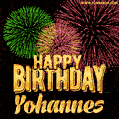 Wishing You A Happy Birthday, Yohannes! Best fireworks GIF animated greeting card.