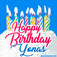 Happy Birthday GIF for Yonas with Birthday Cake and Lit Candles