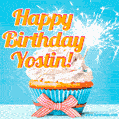 Happy Birthday, Yostin! Elegant cupcake with a sparkler.