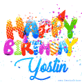 Happy Birthday Yostin - Creative Personalized GIF With Name