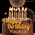 Chocolate Happy Birthday Cake for Yousra (GIF)