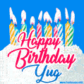 Happy Birthday GIF for Yug with Birthday Cake and Lit Candles