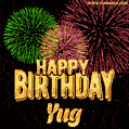 Wishing You A Happy Birthday, Yug! Best fireworks GIF animated greeting card.
