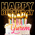 Yurem - Animated Happy Birthday Cake GIF for WhatsApp