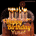 Chocolate Happy Birthday Cake for Yusef (GIF)