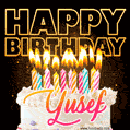 Yusef - Animated Happy Birthday Cake GIF for WhatsApp