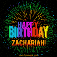 New Bursting with Colors Happy Birthday Zachariah GIF and Video with Music