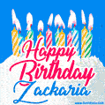 Happy Birthday GIF for Zackaria with Birthday Cake and Lit Candles