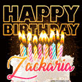 Zackaria - Animated Happy Birthday Cake GIF for WhatsApp