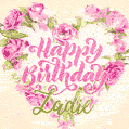 Pink rose heart shaped bouquet - Happy Birthday Card for Zadie