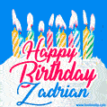 Happy Birthday GIF for Zadrian with Birthday Cake and Lit Candles