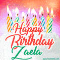 Happy Birthday GIF for Zaela with Birthday Cake and Lit Candles