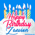 Happy Birthday GIF for Zaevion with Birthday Cake and Lit Candles