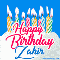 Happy Birthday GIF for Zahir with Birthday Cake and Lit Candles
