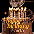 Chocolate Happy Birthday Cake for Zaida (GIF)