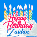 Happy Birthday GIF for Zaidan with Birthday Cake and Lit Candles