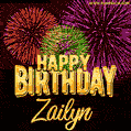 Wishing You A Happy Birthday, Zailyn! Best fireworks GIF animated greeting card.