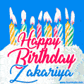 Happy Birthday GIF for Zakariya with Birthday Cake and Lit Candles